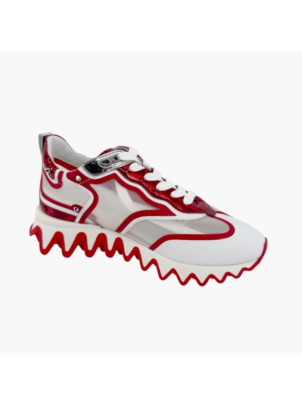 Christian Louboutin Sharkina White Mesh Red Sneakers Size 39.5 US 9.5 Women 6924 - Picture 12 of 15